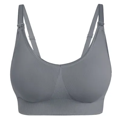 S-XL Maternity Basic Solid Color Bralette Front Button Nursing Bra