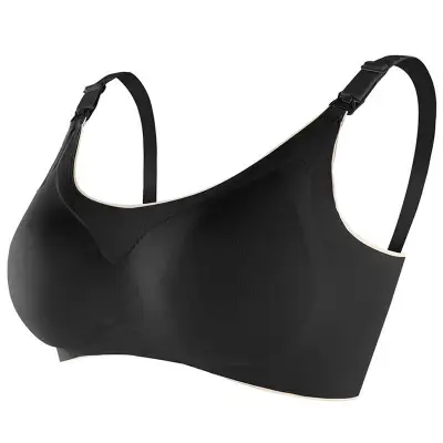 M-2XL Maternity Basic Solid Color Bralette Front Button Nursing Bra