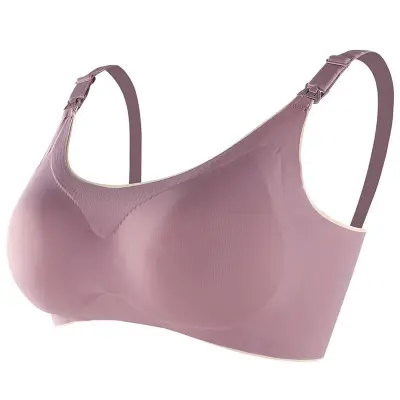 M-2XL Maternity Basic Solid Color Bralette Front Button Nursing Bra