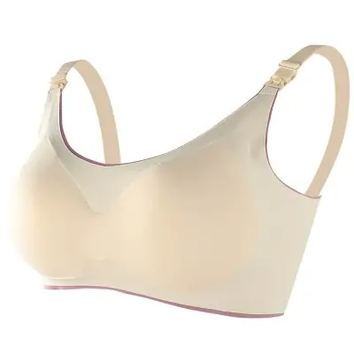 M-2XL Maternity Basic Solid Color Bralette Front Button Nursing Bra