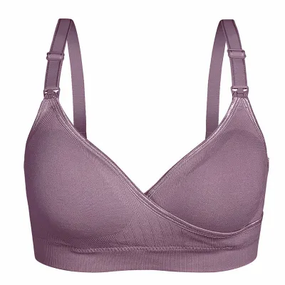 M-XL Women Maternity Basic Solid Color Bralette Front Button Nursing Bra