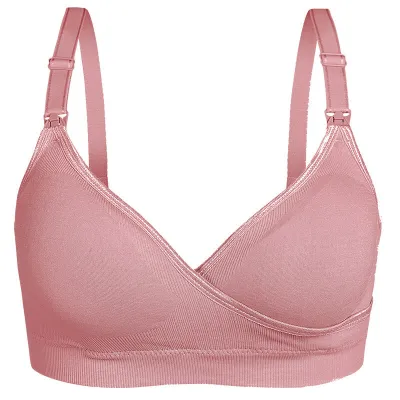 M-XL Women Maternity Basic Solid Color Bralette Front Button Nursing Bra