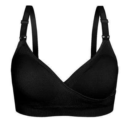 M-XL Women Maternity Basic Solid Color Bralette Front Button Nursing Bra