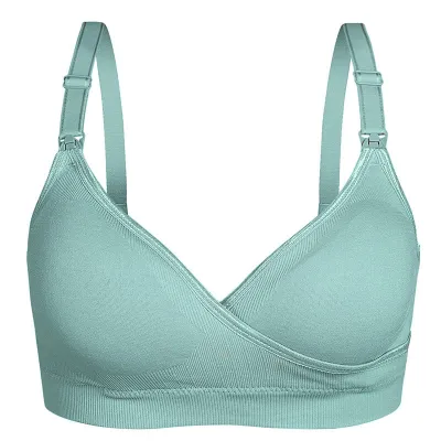 M-XL Women Maternity Basic Solid Color Bralette Front Button Nursing Bra
