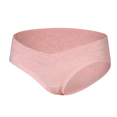 M-3XL Maternity Basic Solid Color Breathable Cotton Panties with V-Shaped Belly Support