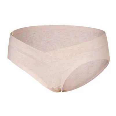 M-3XL Maternity Basic Solid Color Breathable Cotton Panties with V-Shaped Belly Support