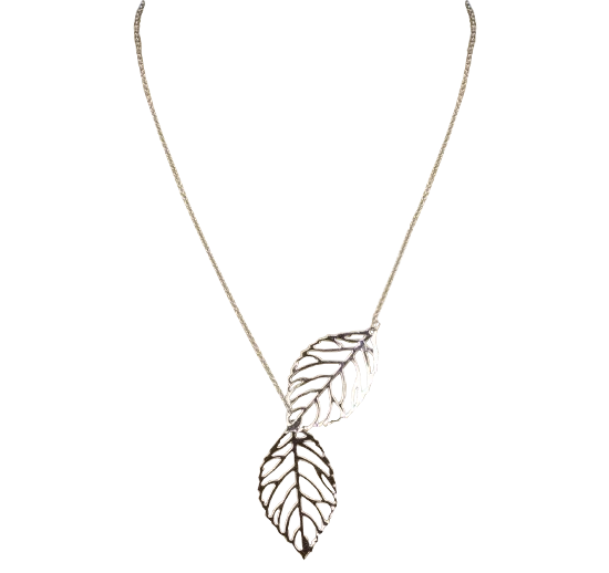 Double Leaves Metal Plated Chain Necklace for Women