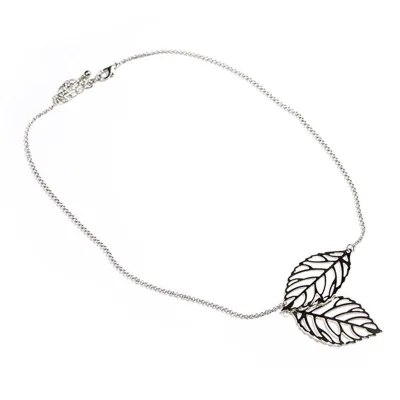 Double Leaves Metal Plated Chain Necklace for Women