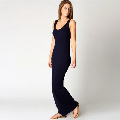 Women Sleeveless Sling Maxi Dress Casual Street Solid Color