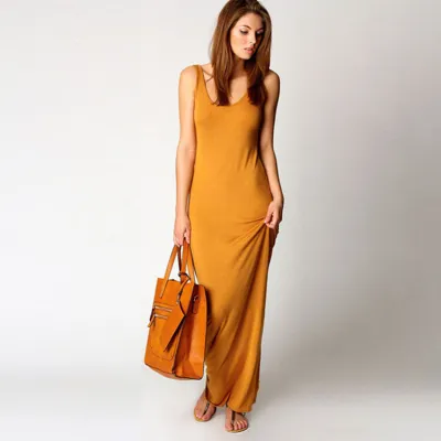 Women Sleeveless Sling Maxi Dress Casual Street Solid Color