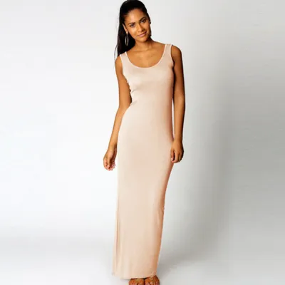 Women Sleeveless Sling Maxi Dress Casual Street Solid Color