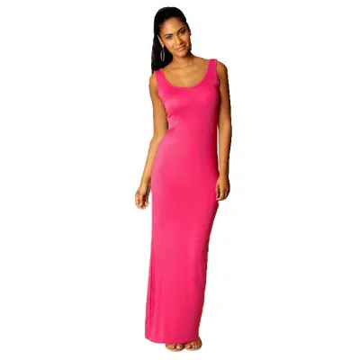 Women Sleeveless Sling Maxi Dress Casual Street Solid Color