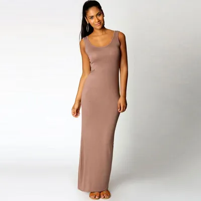 Women Sleeveless Sling Maxi Dress Casual Street Solid Color