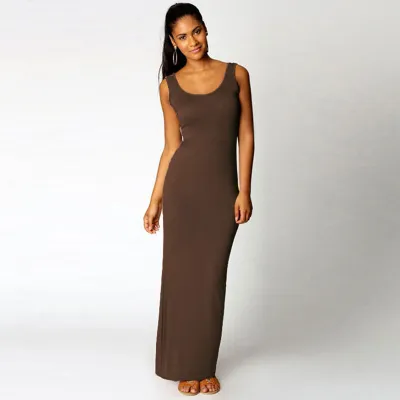 Women Sleeveless Sling Maxi Dress Casual Street Solid Color