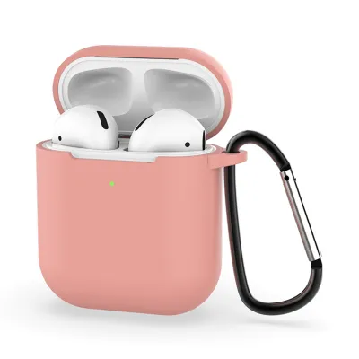 Fashion Solid Color Shockproof Sleeve With Hook Design AirPods 2 Silicone Protector Case