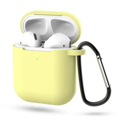 Fashion Solid Color Shockproof Sleeve With Hook Design AirPods 2 Silicone Protector Case