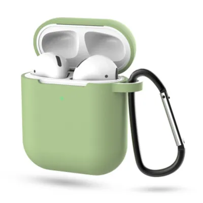 Fashion Solid Color Shockproof Sleeve With Hook Design AirPods 2 Silicone Protector Case