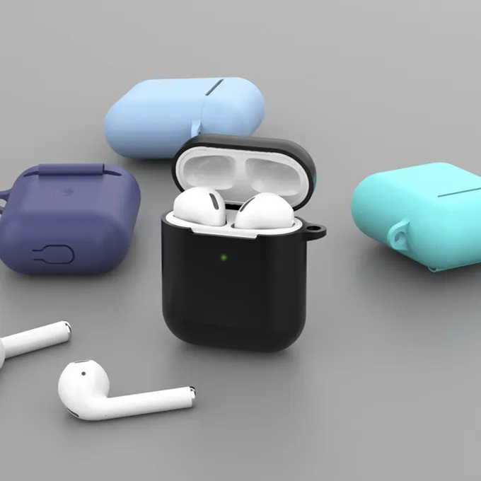Simple Style Solid Color Shockproof Silicone AirPods 2 Protector Case