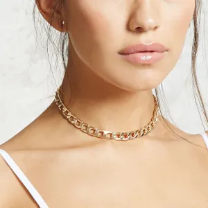 Simple Geometric Alloy Choker Necklace