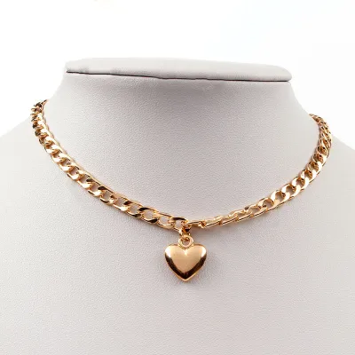Heart-shape Pendant Design Women Alloy Choker Necklace