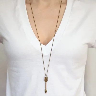 Arrow Pendant Women Alloy Necklace Geometric Cross Chain