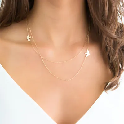 Creative Swallow Decor Women Multilayer Teardrop Necklace