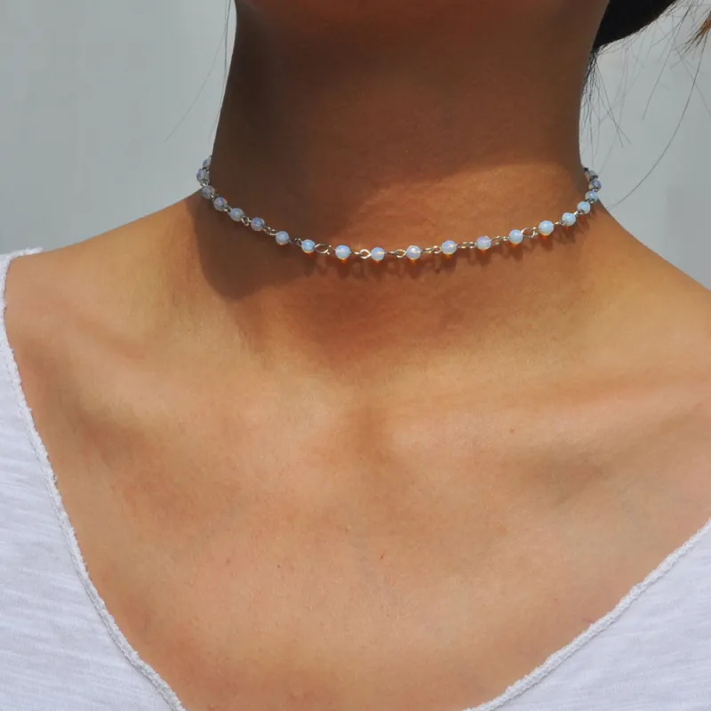 Handmade Beaded Geometric Design Women Choker Necklace with Alloy