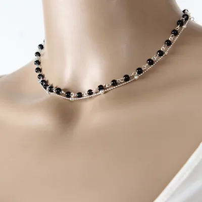 Simple Beaded Geometric Design Women Alloy Choker Necklace
