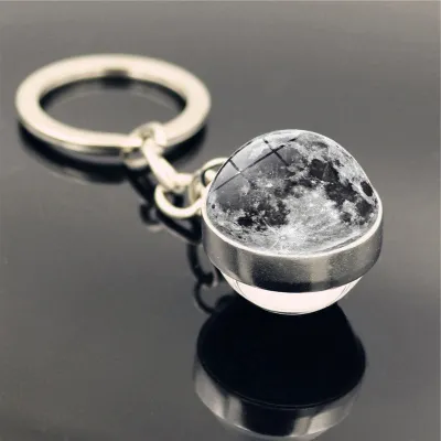 Solar System Double Side Glass Ball Design Keychain