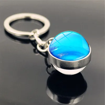 Solar System Double Side Glass Ball Design Keychain