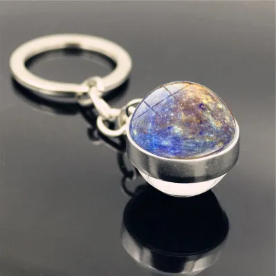 Solar System Double Side Glass Ball Design Keychain