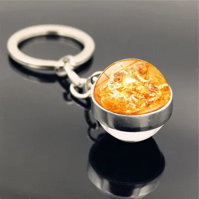Solar System Double Side Glass Ball Design Keychain