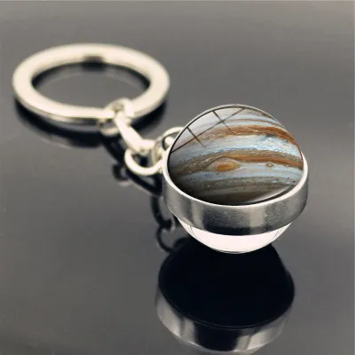 Solar System Double Side Glass Ball Design Keychain