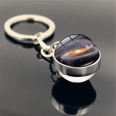 Solar System Double Side Glass Ball Design Keychain