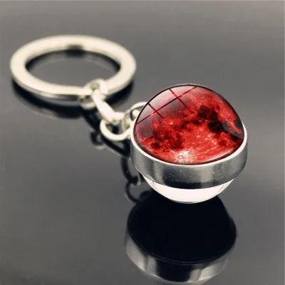 Solar System Double Side Glass Ball Design Keychain