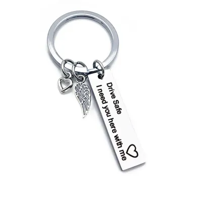 Simple Letter Love Heart Pattern Metal Key Chain