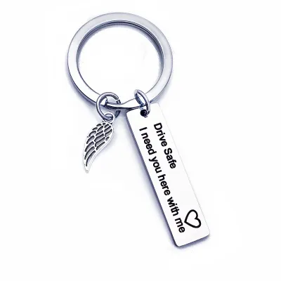 Simple Letter Love Heart Pattern Metal Key Chain