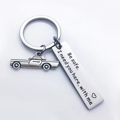 Simple Letter Love Heart Pattern Metal Key Chain