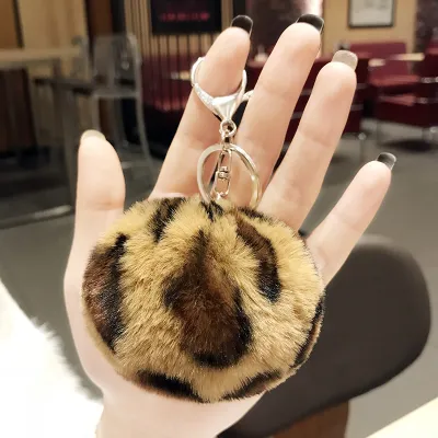 Round-shape Pompom Ball Car Accessories Key Chain