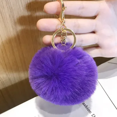Solid Color Pompom Ball Key Chain for Car Bag