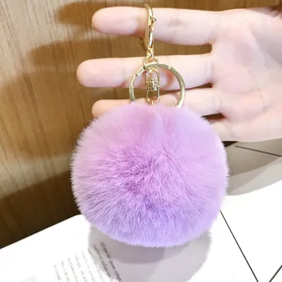 Solid Color Pompom Ball Key Chain for Car Bag