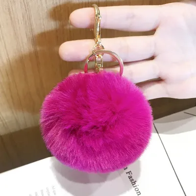 Solid Color Pompom Ball Key Chain for Car Bag