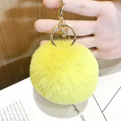 Solid Color Pompom Ball Key Chain for Car Bag