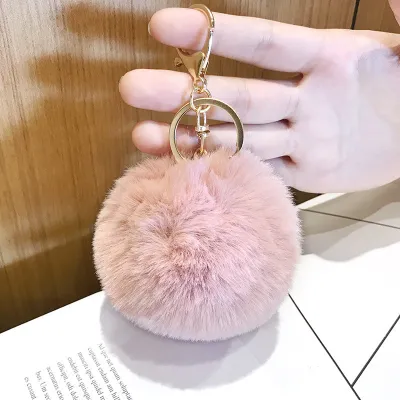 Solid Color Pompom Ball Key Chain for Car Bag
