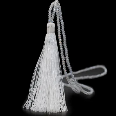 10 Colors Beaded Crystal Tassel Decorative Women's Necklace with Ball Chain