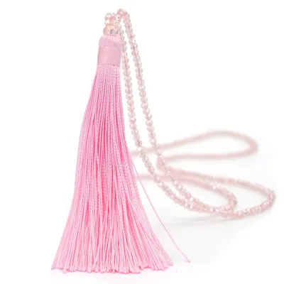 10 Colors Beaded Crystal Tassel Decorative Women's Necklace with Ball Chain