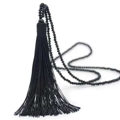 10 Colors Beaded Crystal Tassel Decorative Women's Necklace with Ball Chain