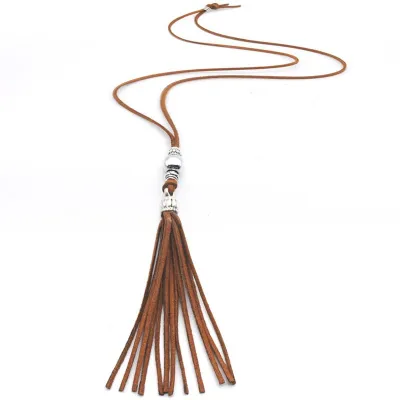 Simple Velvet Cord Design Women Ethnic Style Pendant Necklace