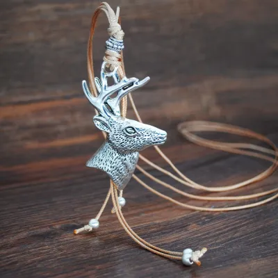 Simple Velvet Cord Design Women Ethnic Style Pendant Necklace
