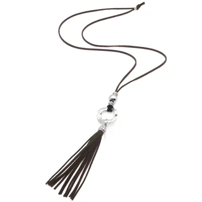 Simple Velvet Cord Design Women Ethnic Style Pendant Necklace
